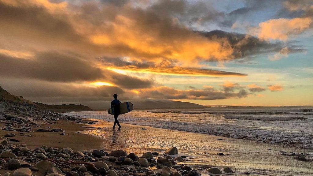 Surfer surfing, Strandhill beach, Co Sligo